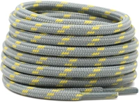 GRAH SANGRAH® (2 Pair) Shoelaces for Hiking Shoes, Outdoor Walking Sneakers, Outdoor Hiking, Climbing, Basketball, Work Boot, Running , Sport Shoes - 120 cm, Light Grey Yellow